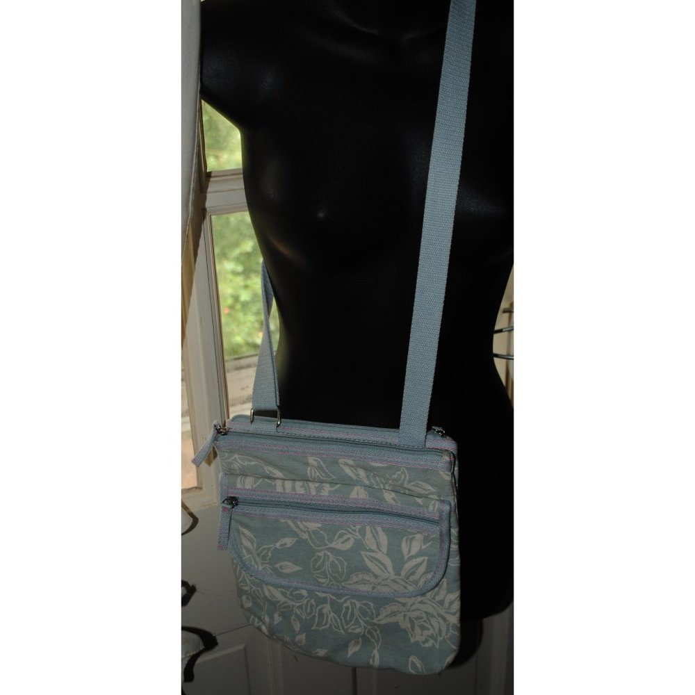 Light Blue Denim Floral Crossbody or Shoulder Bag